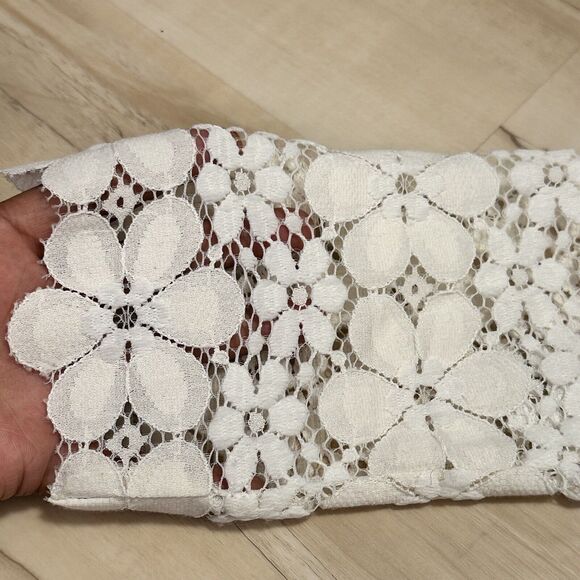 ella moss xs sweater knit v neck lace sleeves hi lo hem cream - Picture 5 of 9